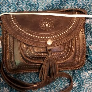 Patricia Nash  black distressed lther BEAUMONT EUC